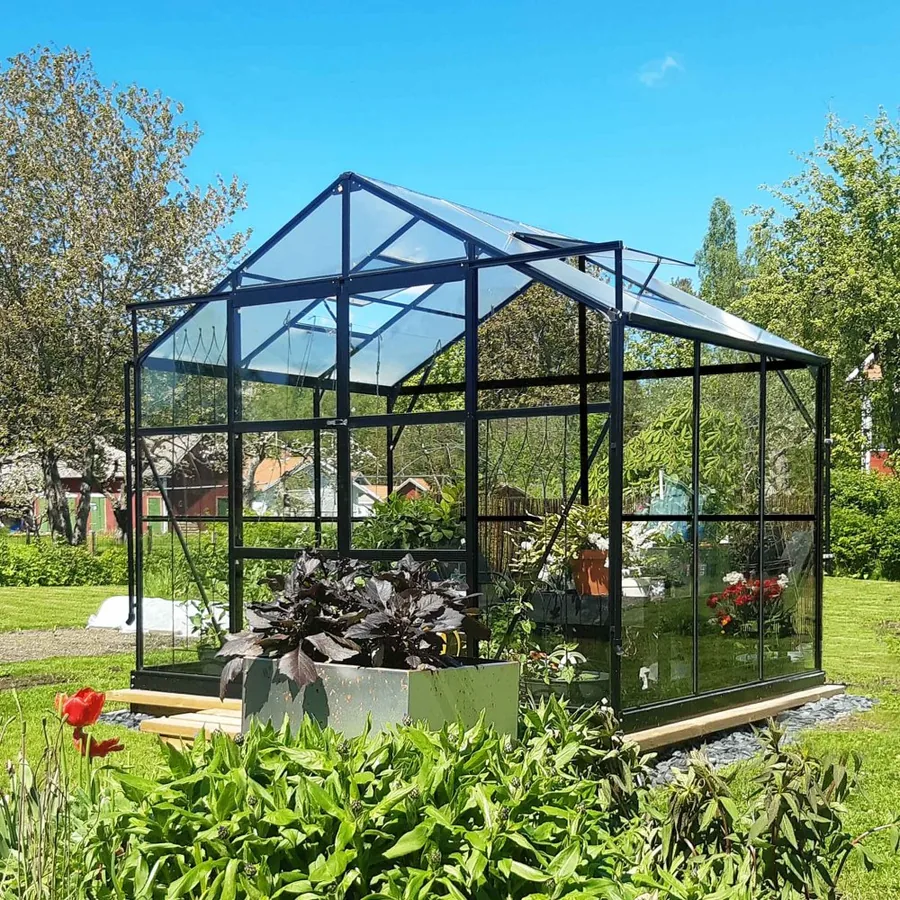 Fristående glasväxthus på 4,9 m² med aluminiumram