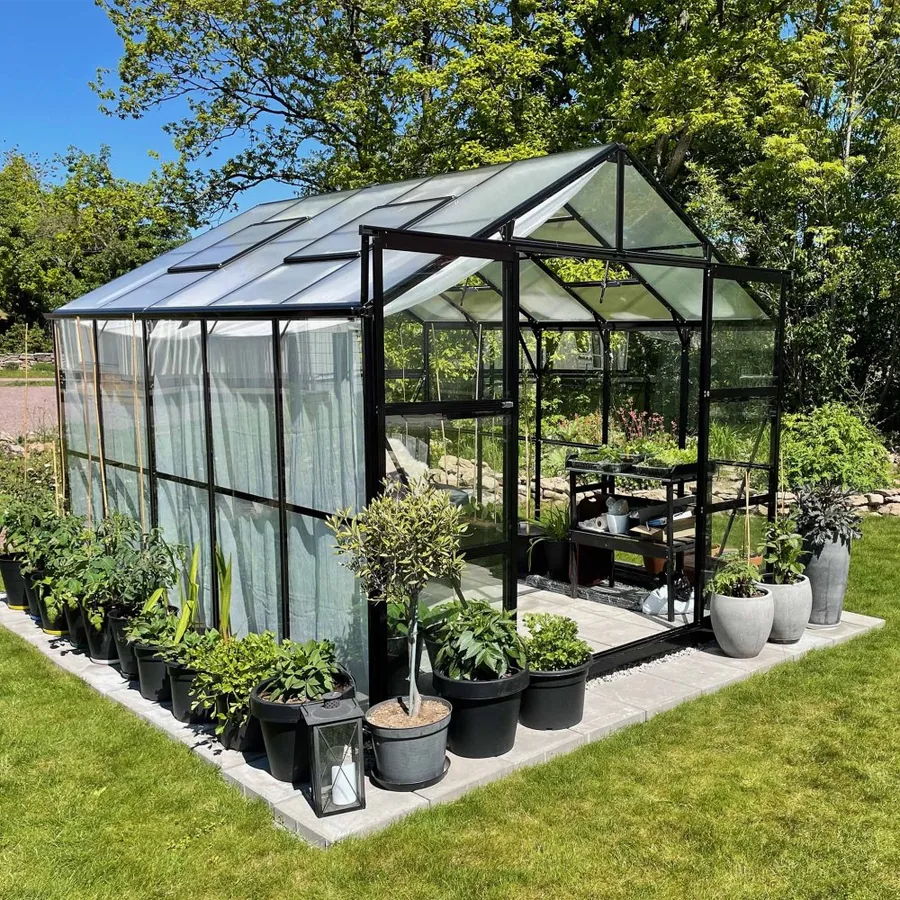 Glasväxthus på 8,0 m² med aluminiumram